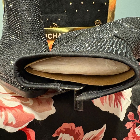 Michael Kors Black Crystal Studded Ankle Boots | Size 10M | Block Heel | Glam St - Picture 2 of 9